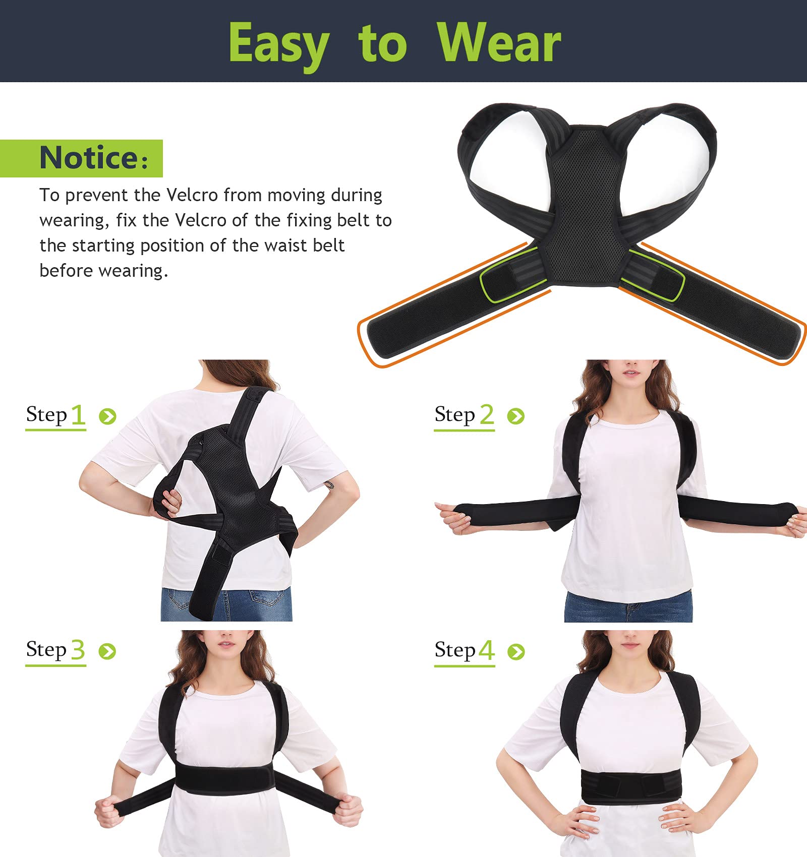 DIANMEI Posture Corrector for Men and Women, Back Brace Adjustable and Breathable for Posture Correction, Neck Brace for Neck & Shoulder Pain Relief and Support XL