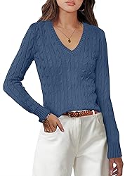 ANRABESS Womens Long Sleeve Cable Knit Sweater 2025