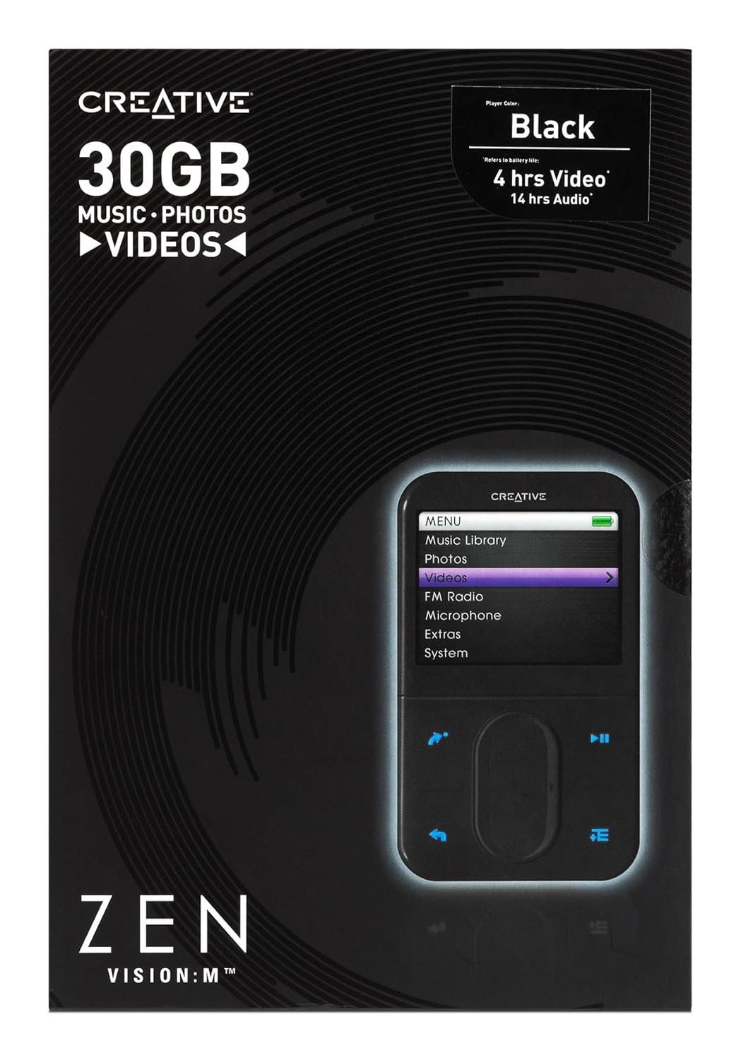 Creative ZEN Vision:M 30GB MP3 / Multi-Media Player - Black: Amazon.co.uk:  Audio & HiFi
