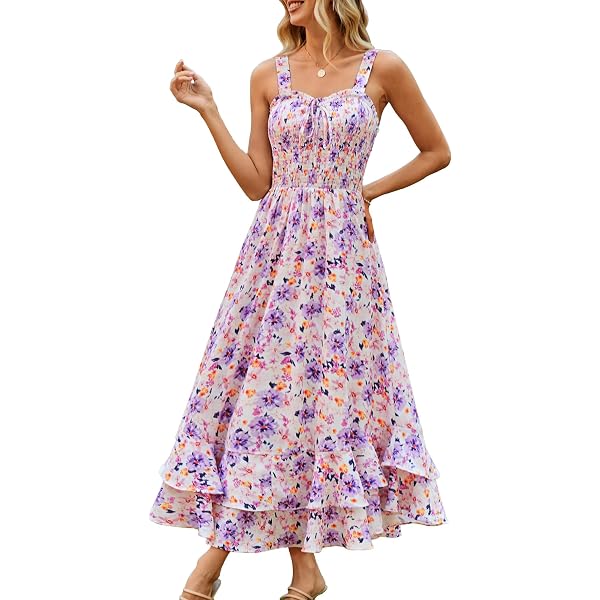 Adernlia Floral Maxi Dress, Women Floral Flowy Maxi Dress, Spaghetti Straps  V Neck Patchwork Flowy Boho Sundress (US, Alpha, Small, Regular, Regular,  Blue) at Amazon Women's Clothing store