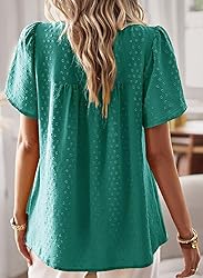 Falechay Womens Summer Tops Round Neck Hook Flower