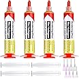 Treela 4 Set 8341 No Clean Solder Flux Paste 10cc Tacky Soldering Flux 40ml Pneumatic Dispenser with Plunger and Dispensing Tip for Electronics Soldering PCB IC Cellphone CPU LED Bga Repairing