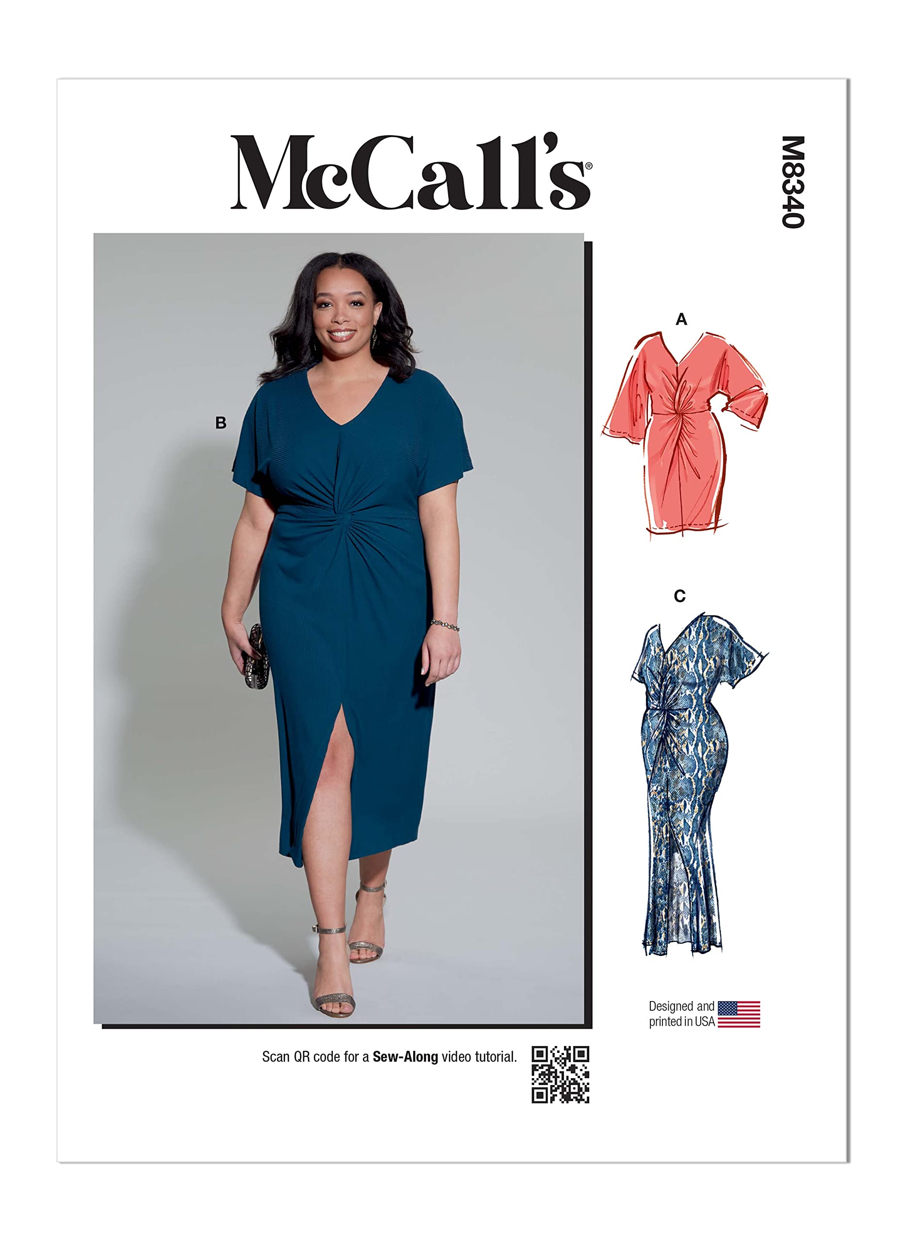 McCall's M8340W2 Plus Size Dress W2 (20W-22W-24W-26W-28W)