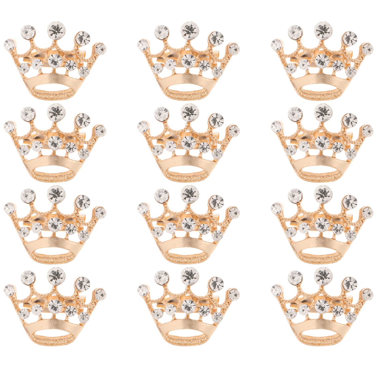 VALICLUD Crown Brooch Pins Set of 12 Mini Rhinestone Tiara Lapel Pins for Jackets Dresses Party Accessories Elegant Costume Jewelry for Women Men Girls