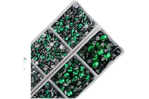 MASSIVE BEADS 4000pcs Mixed Size Hot Fix Round Crystals Gems Glass Stones Hotfix Flat Back Rhinestones (Emerald)