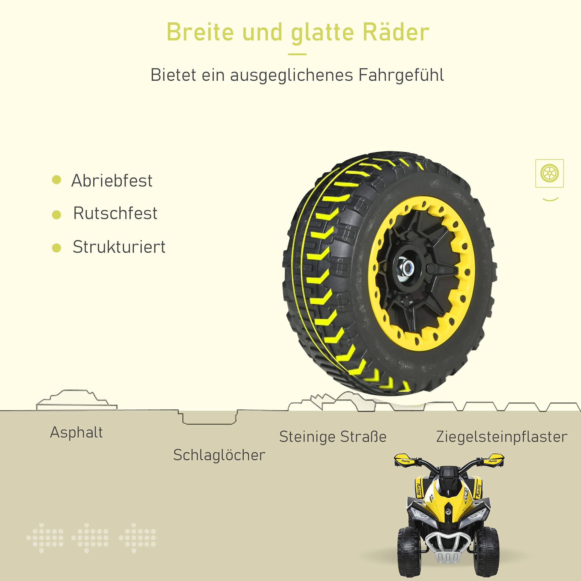 HOMCOM Rutschauto Rutschfahrzeug Kinderfahrzeug für 18-36 Monate Kinder Gelb 4