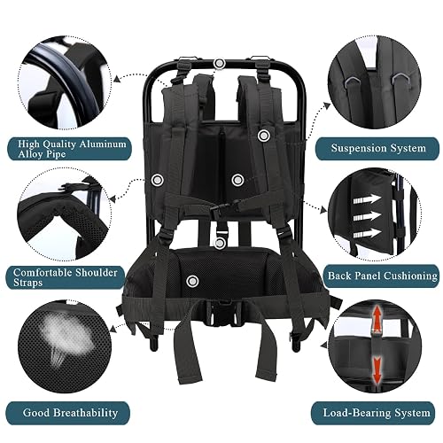Load Backpack Frame External Frame Backpack 130lb Capacity - Aluminum Frame For Hunting ...