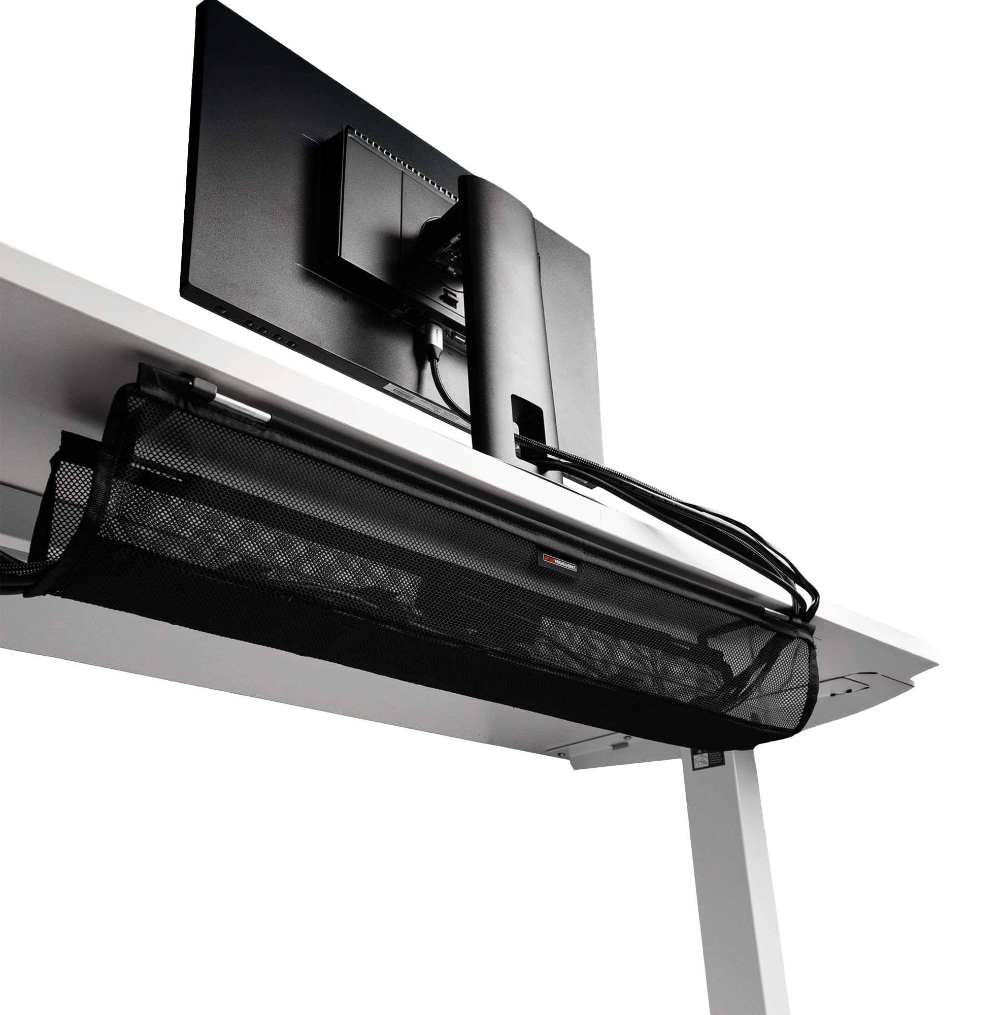 Gator Frameworks Mesh Cable Management System - Mounts Under Desk to Streamline Your Workspace, Built In Cable Ties, (GFW-CBLMGM-MSH)