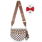 Weighnixis Checkered Crossbody Bags for Women, Spacious Sling & Stylish Bum Bag for Travel, Concerts, Festival, Nylon Fanny Pack Belt Bag (Colour Bum Bag-Brown Checkered)