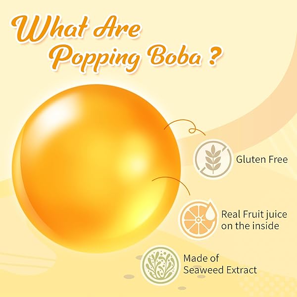 J WAY BURSTING POPPING PASSION FRUIT BOBA PEARL – PASSION FRUIT POPPING BOBA – TAPIOCA POPPING BOBA PASSION FRUIT – 2 LBS