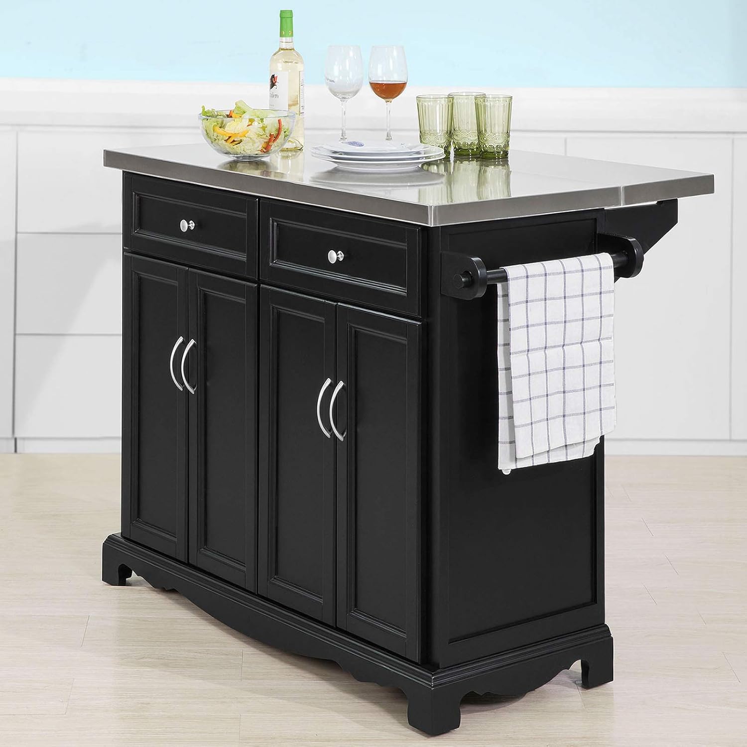 SoBuy FKW71-SCH Kücheninsel Küchenwagen mit erweiterbarer