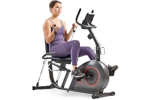 Sunny Health & Fitness Smart Heavy-Duty Recumbent Bike w/Wide Cushioned Seat & Back, Indoor Cycling Machine for Adult/Seniors Home Exercise, Free SunnyFit App Connect, Optional Workout Training Bands