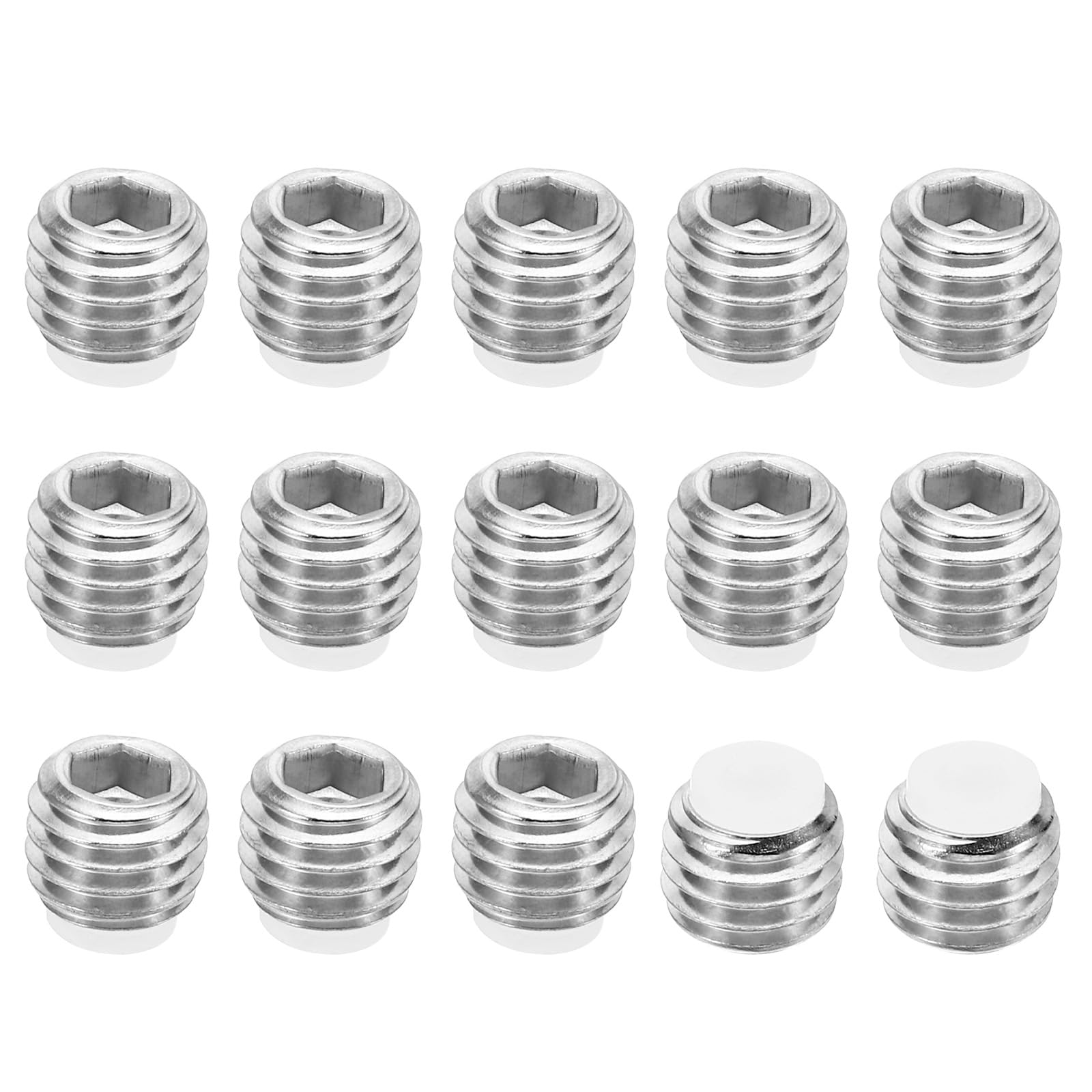 PATIKIL M10x8mm Nylon Tip Grub Screw, 15 Pack Metric Hex Socket Head Cup Point Anti Slip Set Screws Internal Hex Drive Hardware, 304 Stainless Steel