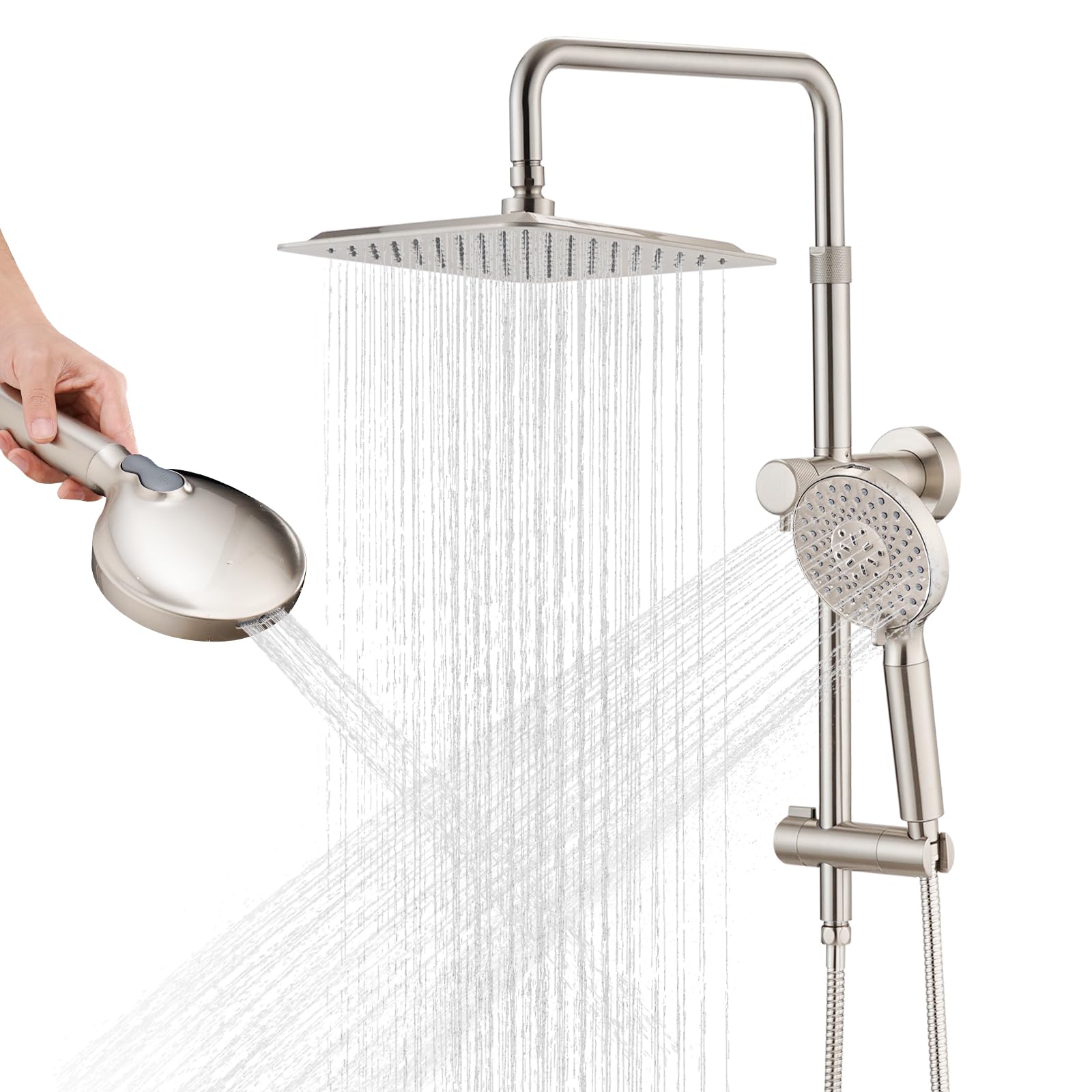 Photo 1 of (incomplete) LOCALAND 10 Inch High Pressure Rainfall Shower Head with Handheld Combo, 9 Setting Handheld Shower Head, Adjustable Height Shower