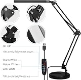 SKYLEO LED Desk Lamp with Clip and Base - 12W, 3 Modes x 10 Levels, USB view 5