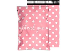 Vapulcio Thank You Poly Mailers 6x9 Inch 100 Pcs - Pink Dots printed Shipping Bags, 2.4mil Thickness, Waterproof and Tear Resistant Mailing Envelopes, Self-Sealing Packaging Bags for Small Business