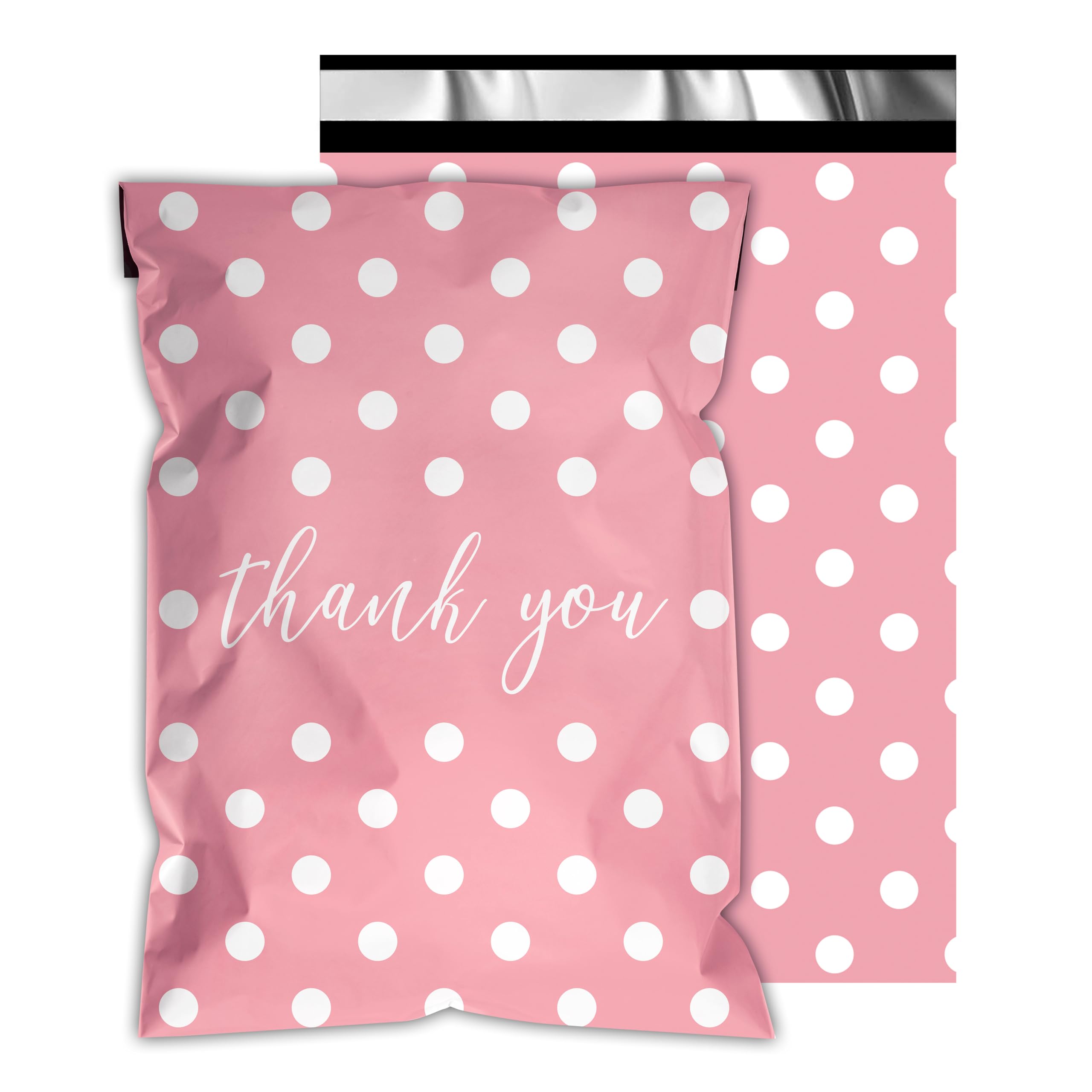 Photo 1 of Thank You Poly Mailers 14.5x19 Inch 50 Pcs - Pink Dots printed Shipping Bags, 2.4mil Thickness, Waterproof and Tear Resistant Mailing Envelopes, Self-Sealing Packaging Bags for Small Business