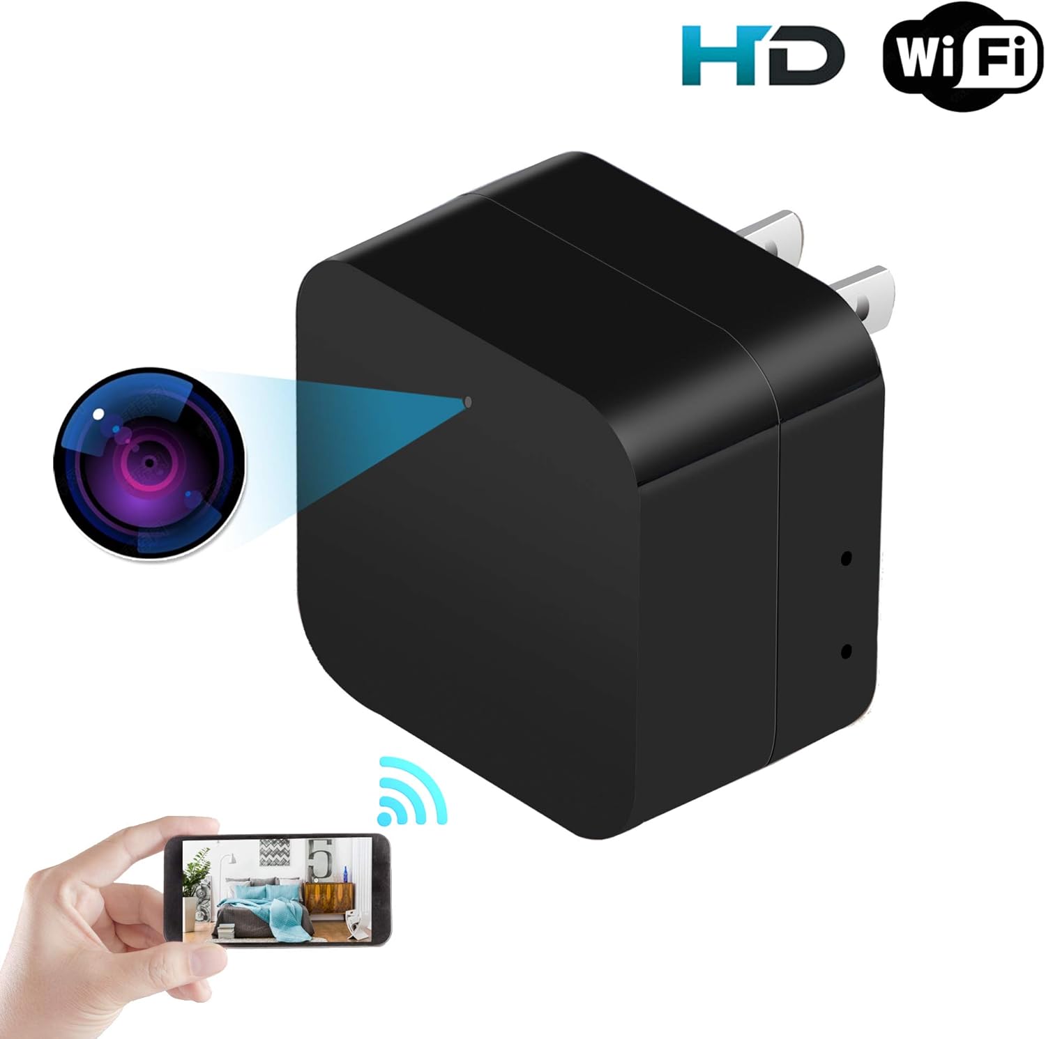 Spy Camera Wireless Hidden Camera USB Wall Charger, WiFi Nanny Cam 1080P HD Mini Camera for Security Surveillance, Motion Detection Camera Plug in with Phone APP for Home Security