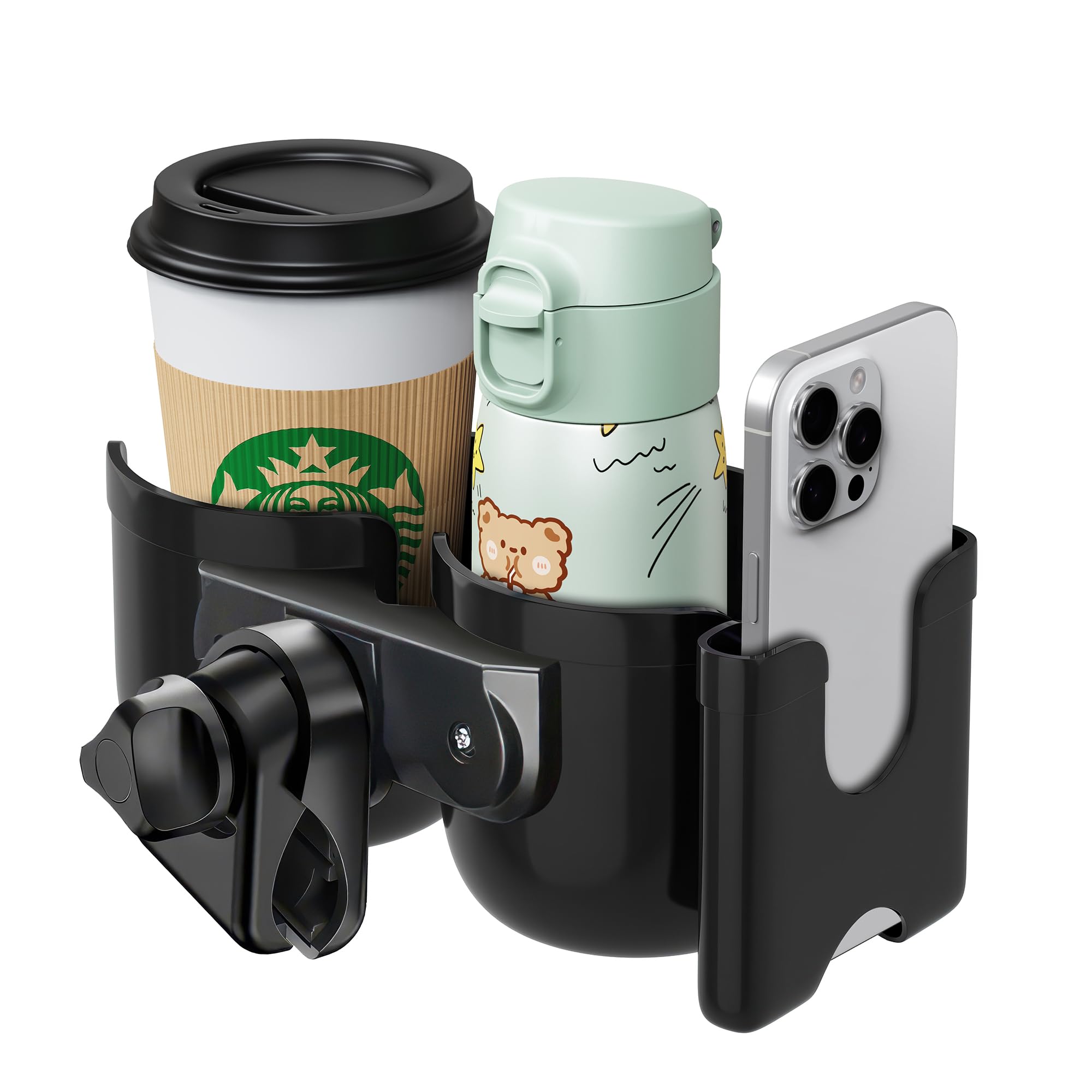 MC MICUS J4109S Stroller Cup Holder, Universal Cup Holder for Pram, 3 IN 1, Black_A, CUP_HOLDER