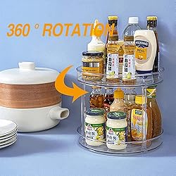 FIVOF Lazy Susan Round Plastic Clear Rotating