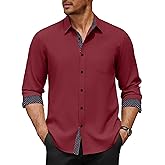 COOFANDY Men's Dress Shirt Wrinkle Free Regular Fit Stretch Long Sleeve Button Down Shirts