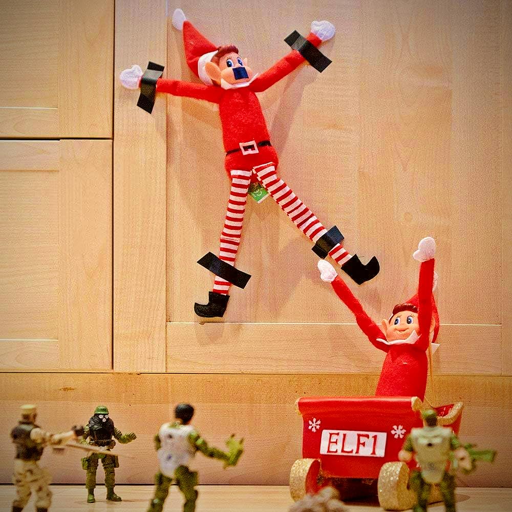 Elfie (Boy) and Elvie (Girl) Set Fun and Playful Elves Behavin' Badly Figure with Soft Body and Vinyl Face-Set of 2, Red