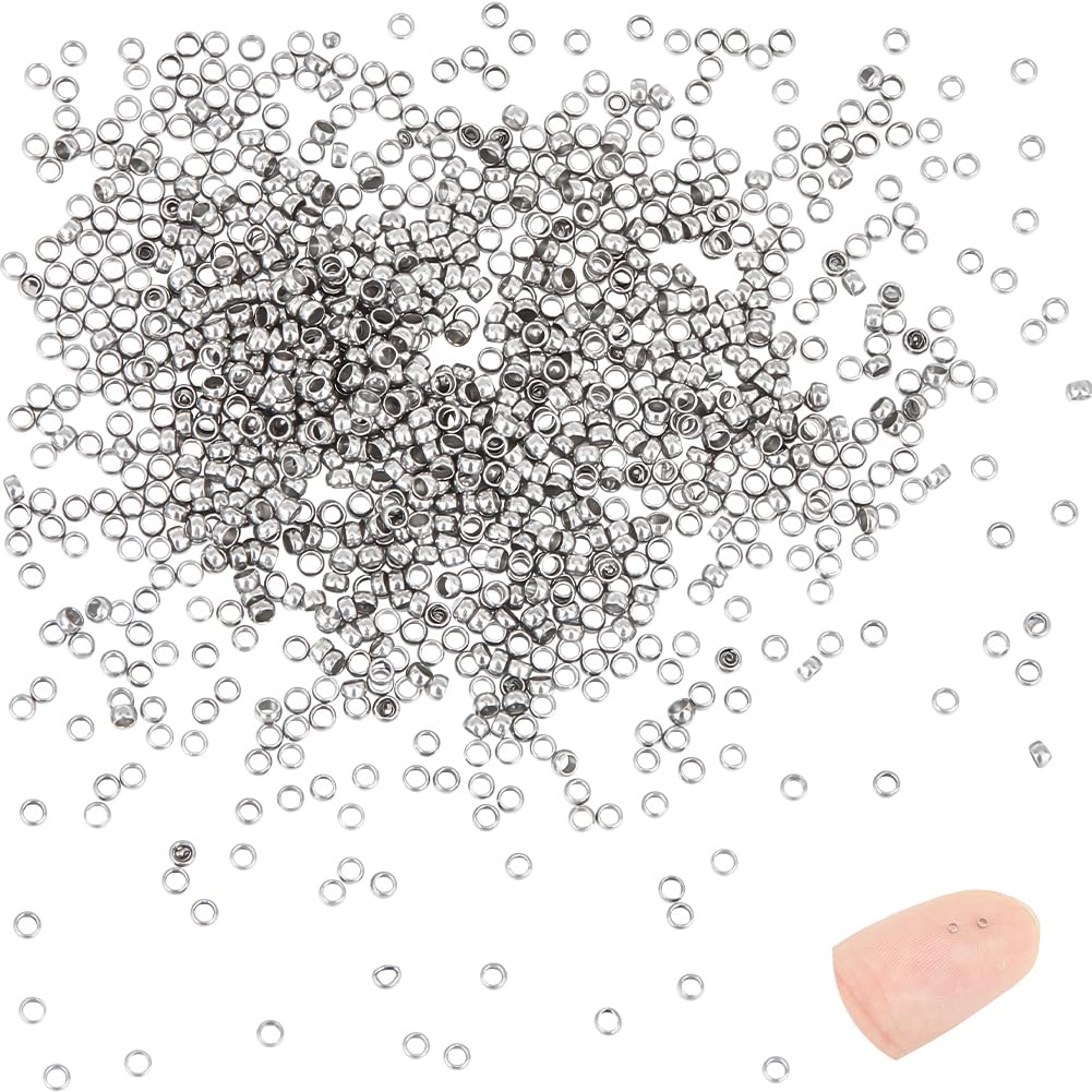 UNICRAFTALE 1000pcs Round Crimp Beads - 1.5mm Stainless Steel Spacers, 0.8mm Hole, DIY Bracelet & Necklace Making — image 1