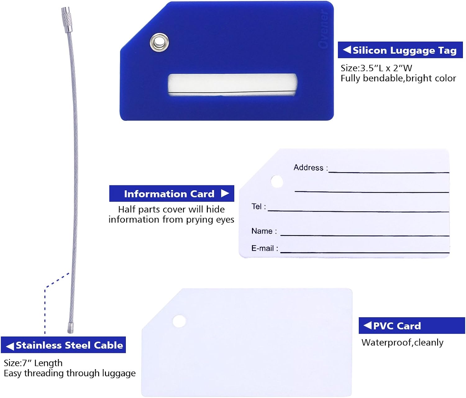  | Silicone Luggage Tag with Name ID Card Perfect to Quickly Spot Luggage Suitcase (Plane 2Pcs Blue) | Luggage Tags