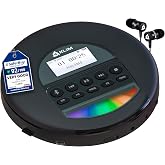 Nomad Portable CD Player, Discman with Headphones, FM Radio Bluetooth | Preloads Seconds of Music Preventing Skips, Delivers Lossless Audio Quality on the Go, Rechargeable Battery - Black