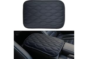 Amiss Auto Center Console Pad, Universal Waterproof Car Armrest Seat Box Cover, Car Interior Accessories, Leather Auto Armrest Cover Protector for Most Vehicle, SUV, Truck (Black)