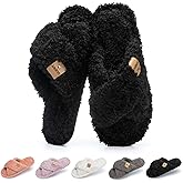 GOEWY Fuzzy Open Toe Slippers for Women Indoor and Outdoor with Memory Foam Cozy Cross Band Women's Slipper Cute Soft House Shoes Slip On Gifts for Womens Mom Her Ladies Bridesmaid