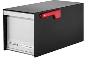 Architectural Mailboxes MailMax™ Heavy Duty, Modern Steel Metal Post Mounted Mail Box for Outside, Black, Large Curbside Mailbox for Packages with Magnetic Latch