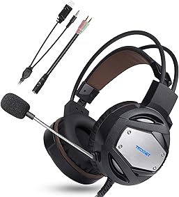 TECKNET Auriculares Gaming PS4 Xbox One, 3.5mm Stereo Cascos Gaming para Auriculares con Cancelación de Ruido Mic y Control de Volumen para PC, Xbox One, PS4, Mac, Laptop, Teléfonos Móviles 