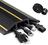 PICK FOR LIFE 3 Channel Cable Protector 6 Ft Floor Cord Cover Black