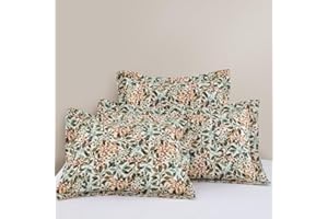 DAUAOTO Standard Size Pillowcases Cotton Shams Pillow Cover 2 Pieces Set 20"x26", Farmhouse Autumn Botanical Pattern