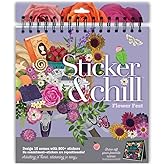 Sticker & Chill Sticker Book for Adults – 800+ Repositionable Colorful Clings Create Designs on 10 Spiral Bound Scene Pages – Easy, Fun & Stress Relieving Relaxation Activity – Flower Fest Series