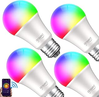 E27 Glühbirne, Gosund Alexa Lampe Wlan Mehrfarbige Dimmbare Lampe Kompatibel mit Amazon Alexa Echo, Echo Dot Google Home Kein Hub Erforderlich Smart Birne Glühbirne (4 packs)