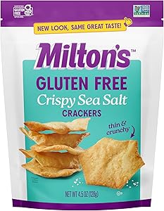 Milton's Gluten Free Crackers, Crispy Sea Salt - Non-GMO Project Verified, Kosher, Certified Gluten Free Snack, 5 Grains In E
