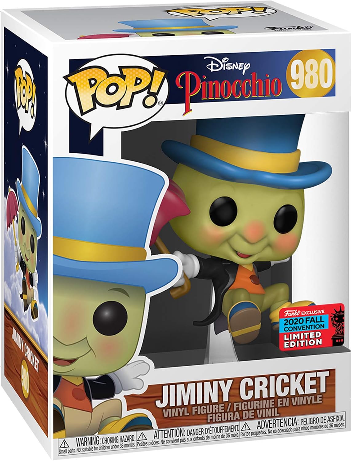 Funko Pop! Disney: Pinocchio - Jiminy Cricket with Umbrella Vinyl Figure, Fall Convention Exclusive, Blue, 3.75 inches - Image 3
