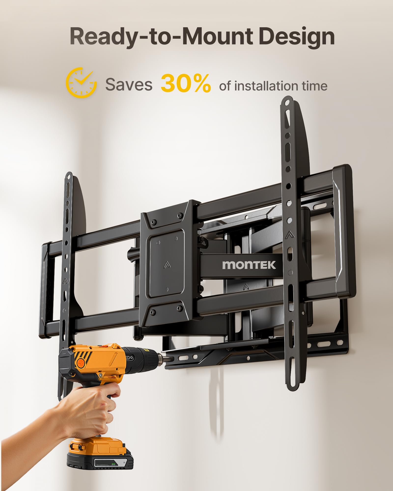 monTEK Heavy Duty TV Wall Mount for 37-90 inch TV up to 165lbs, 4X Load Tested, Full Motion with Dual Articulating Arms, Tool-Free Tilt, Swivel & Extend, VESA 200x100 to 600x400, Fits 12“/16