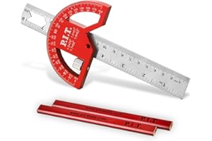 P.I.T. Angle Finder Protractor 8 Inch/203mm, Aluminum Alloy Construction Protractors,Adjustable Angle Finder Ruler for Carpenters & Woodworking Hobbyists with 0-180 Degrees Measuring Tool