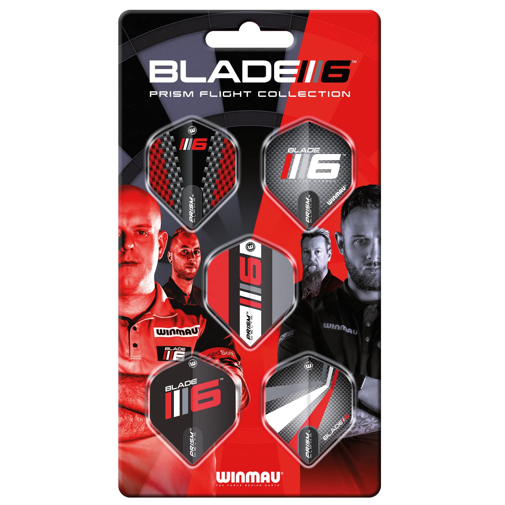 WINMAU - Blade 6 Dart Flight Collection - Dart Flights 5 Sets Per Pack (15 in Total) Extra Thick 100 Micron - Standard Shape Darts Flights - Professional Darts Accessories