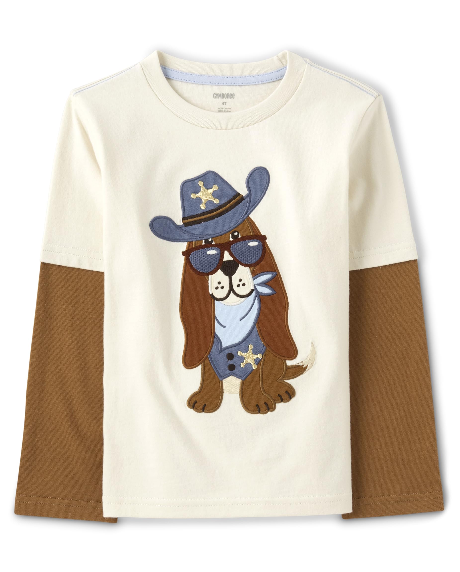 Gymboree,and Toddler Embroidered Graphic Long Sleeve Layered T-Shirts,Dog-Animal,8