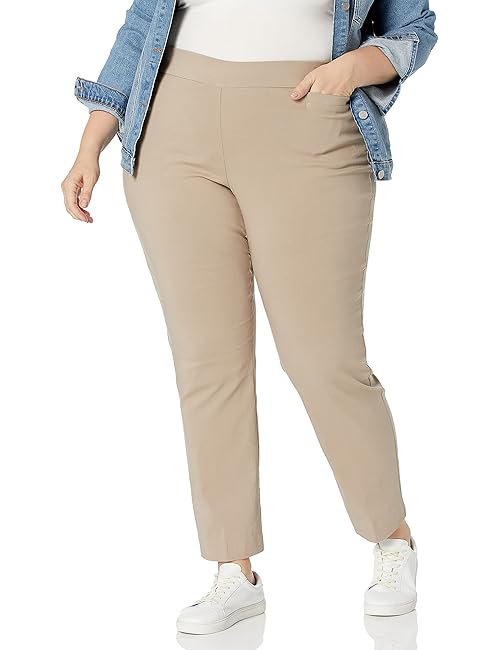 Briggs New York Womens Plus-Size Super Stretch Millennium Welt Pocket Pull-on Career Pants, Cobblestone, 22 US
