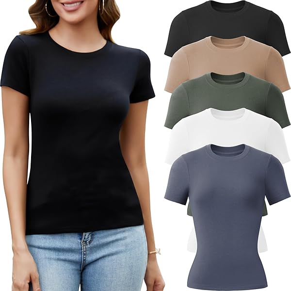 Set De 3 Camisetas De Manga Larga De Cuello Redondo De Unicolor