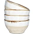 Bosmarlin Ceramic Soup Bowl Set of 4, 28 Oz, Cereal Bowl for Oatmeal, Dishwasher and Microwave Safe (Beige, 6 inches)