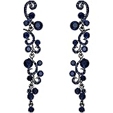 EVER FAITH Bridal Flower Wave Austrian Crystal Dangle Earrings