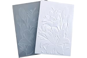 DIYology 3D Lily Flowers Embossing Folders for Card Making, 3 d Floral Texture Embossing Folder Template for DIY Paper Crafting Scrapbooking Polymer Clay Decoration