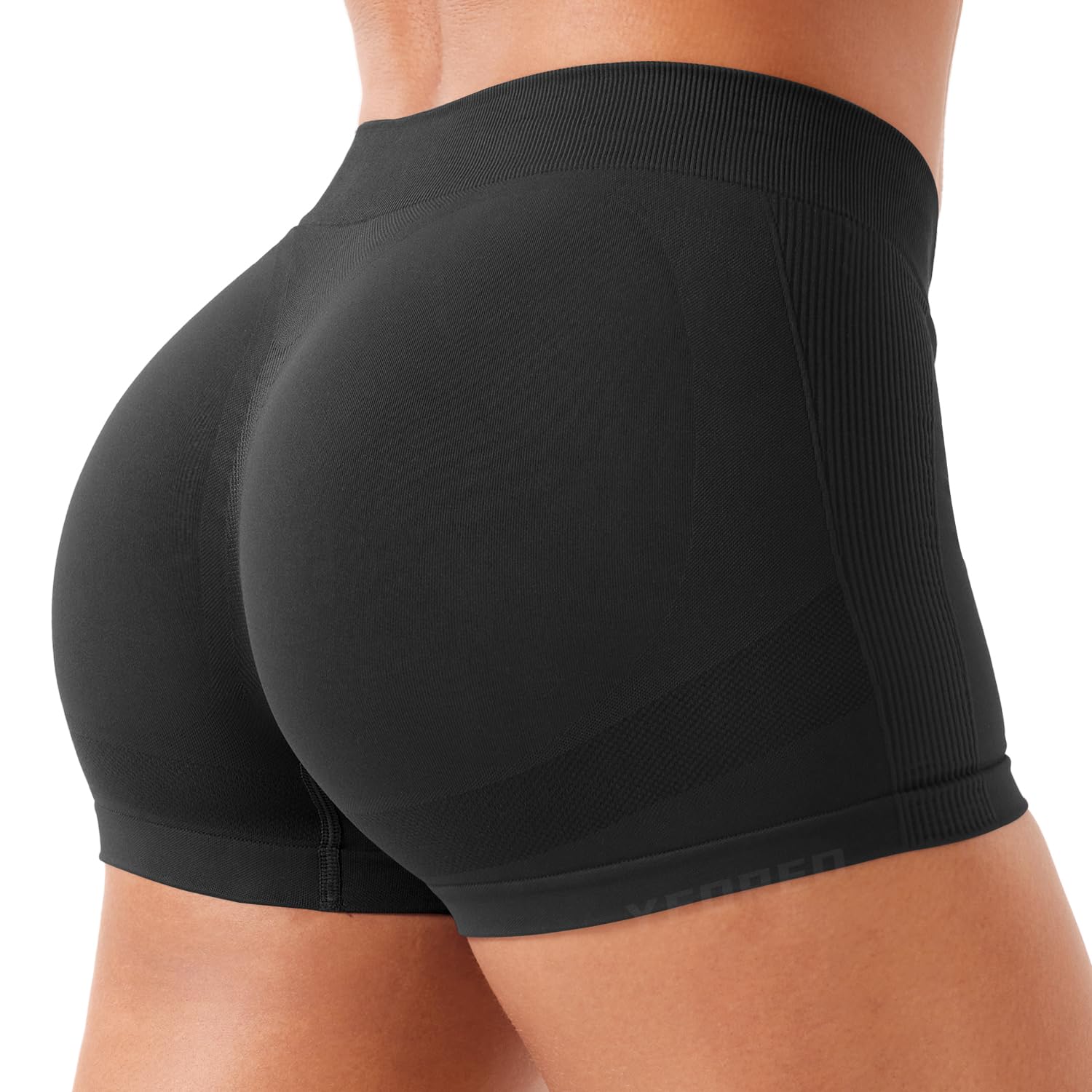 Photo 1 of YEOREO Women Workout Booty Shorts Low Rise 2.5" Impact Scrunch Butt Lifting Biker Gym Hot Shorts Spandex for Yoga Running Black-S