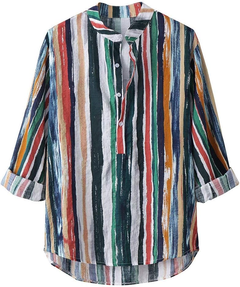 Big Sale! Fastbot Men's T-Shirt Short Sleeve fit Cotton Mens Contrast Color Geometric Printed Turn Down Collar Loose Shirts